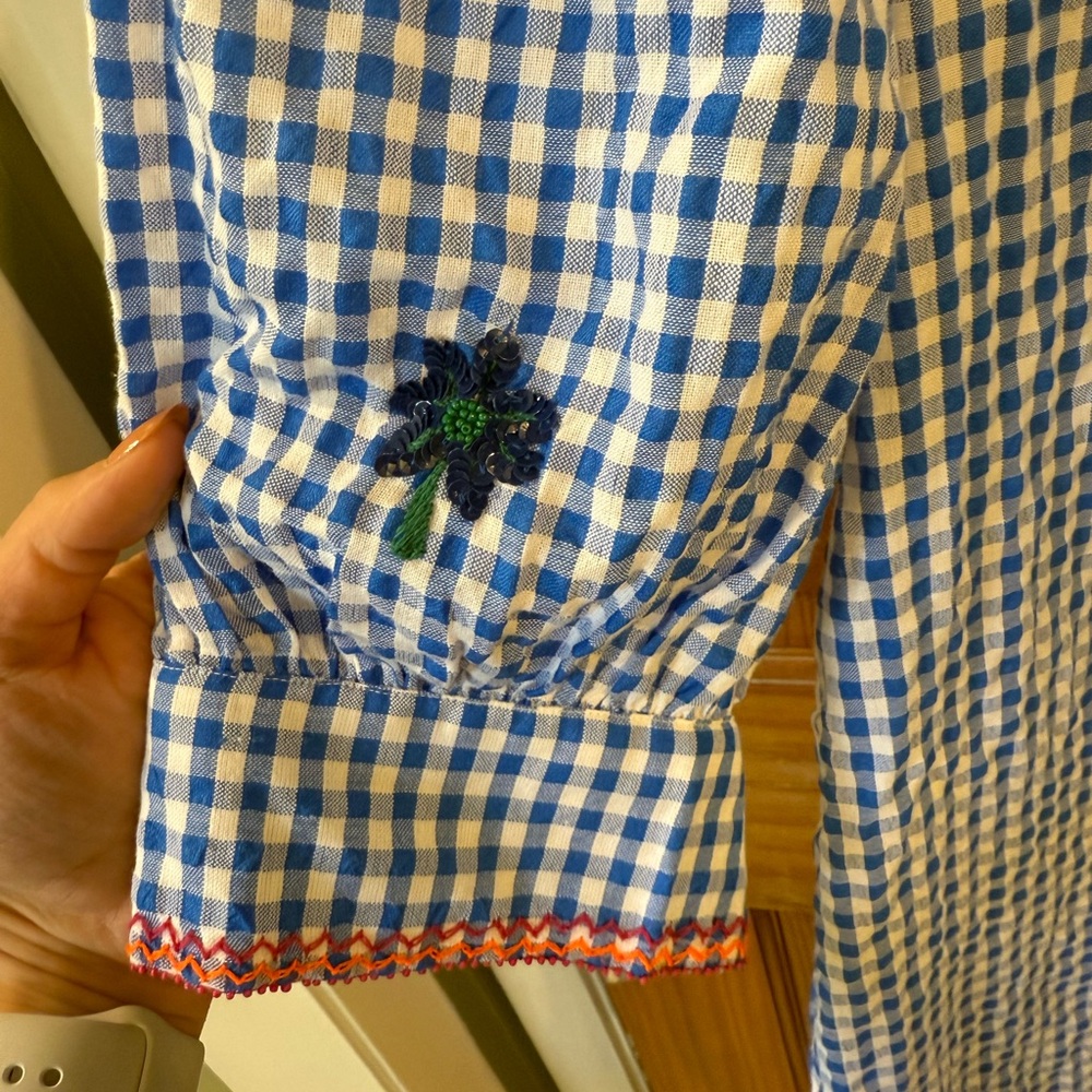 Vilagallo Palm Trees Gingham Resortwear Dress - Picture 4 of 8